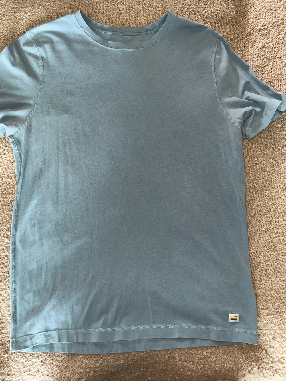 Men's Crew Neck T-Shirt in Dusty Blue - Lightweight Casual Tee. Tiny stain on fr